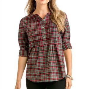 EUC Vineyard Vines Plaid Popover Blouse. Size 16